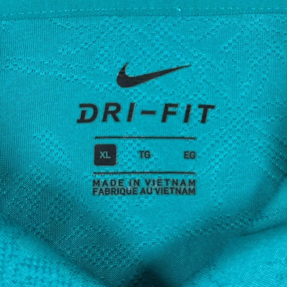 Nike Dri-Fit Mens XL Teal Floral Jacquard Performance Golf Polo Shirt